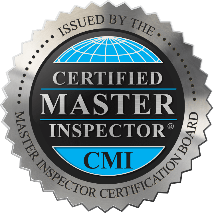 The image is a features a badge for the Certified Master Inspector certification.